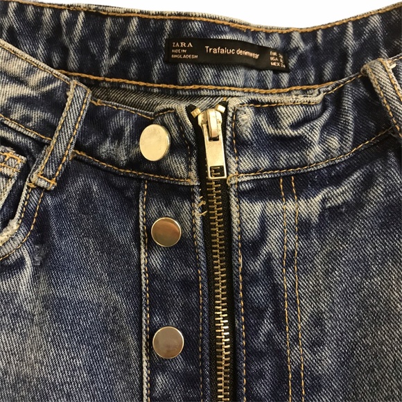 Zara Medium Wash Mid Rise Jeans w/ Turnup Hems NEW - Picture 6 of 12